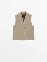 Veste sans manches en mélange de lin