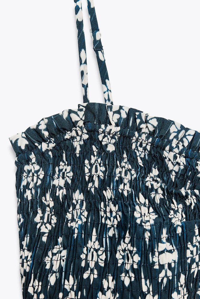 ROBE COURTE IMPRIMÉE NID D'ABEILLE
