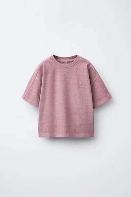 EMBROIDERED PALM TREE WASHED EFFECT T-SHIRT