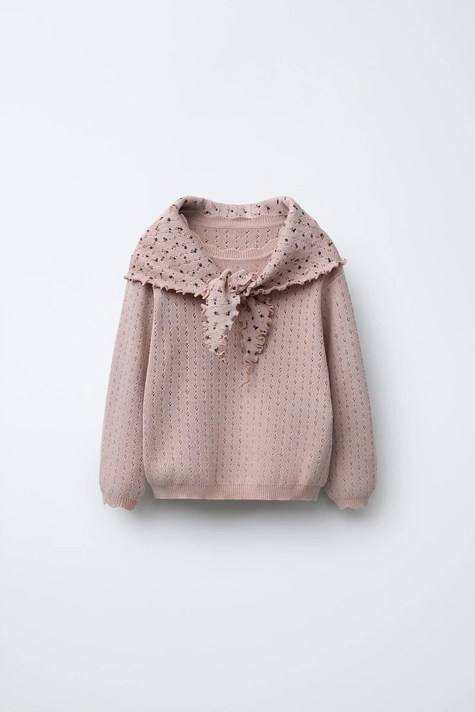 FLORAL BANDANA BLEND KNIT SWEATER