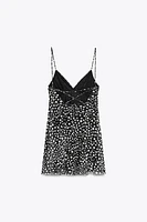 PRINTED TULLE MINI DRESS