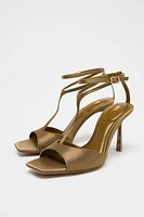 SATIN EFFECT HEELED SANDALS