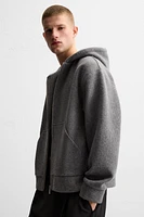 BRUSHED TEXTURE ZIP-UP SWEATSHIRT