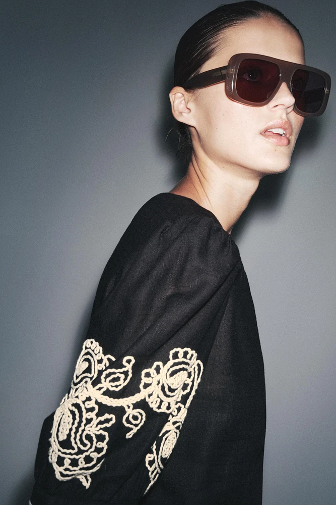 TOP BRODÉ MÉLANGE DE LIN ZW COLLECTION