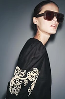 TOP BRODÉ MÉLANGE DE LIN ZW COLLECTION
