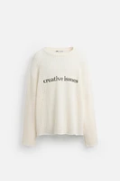 TEXTURED TEXT SWEATSHIRT