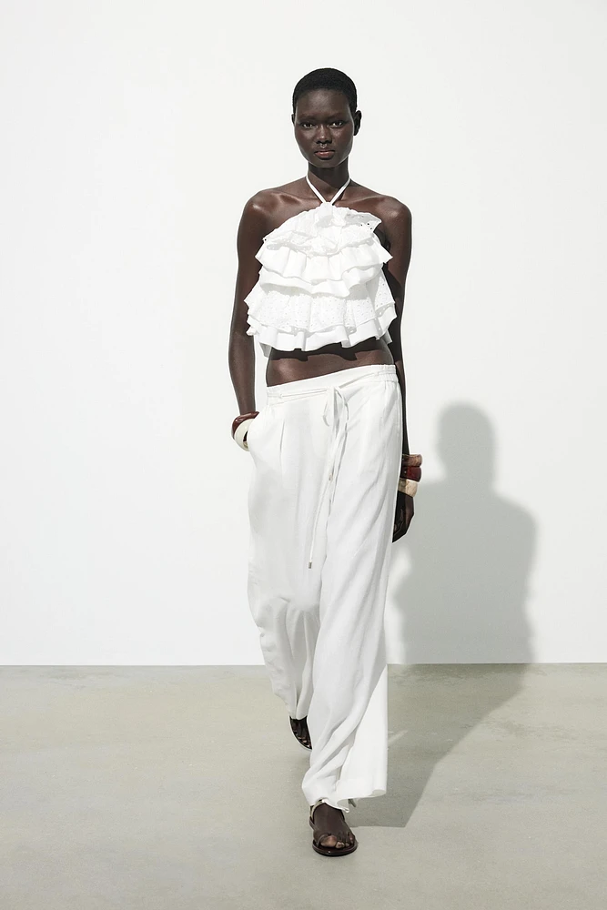 PANTALON LARGE AVEC LIN CEINTURE