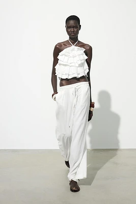 PANTALON LARGE AVEC LIN CEINTURE