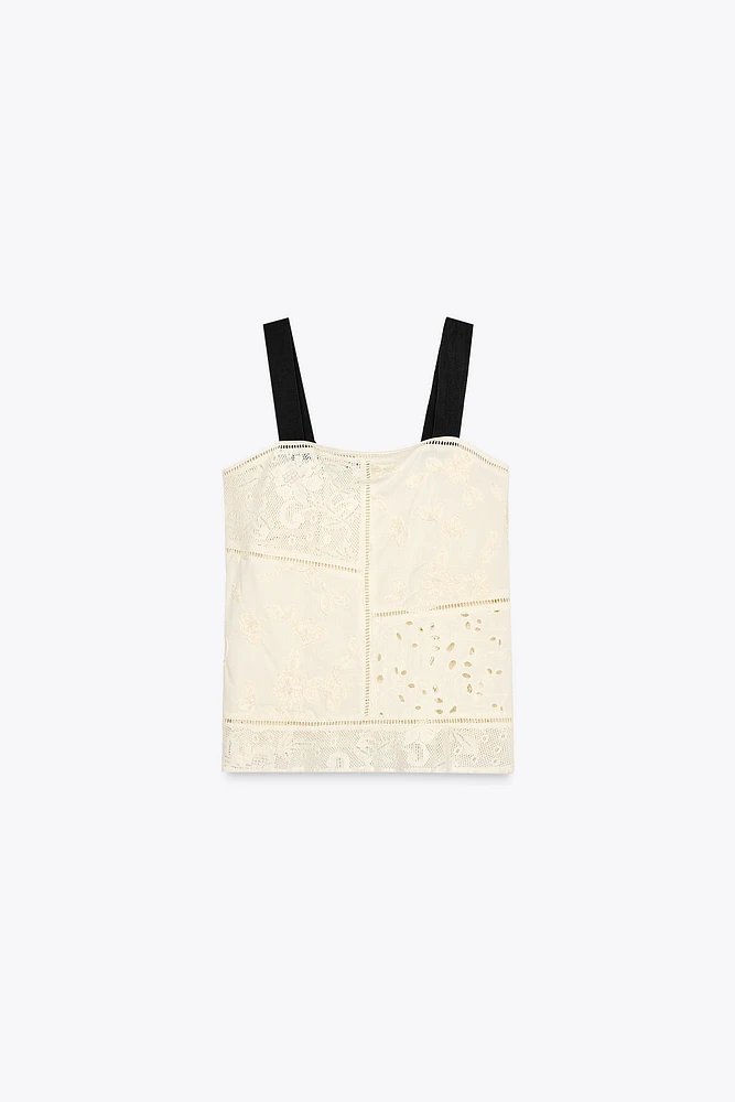 ZW COLLECTION PATCHWORK EMBROIDERED TOP