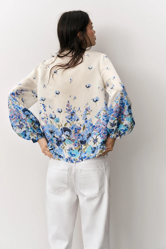 TIED PRINT BLOUSE