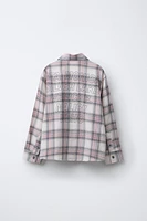 LABEL TRIM PLAID SHIRT