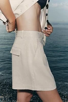 BERMUDA TAILLE HAUTE AVEC LIN