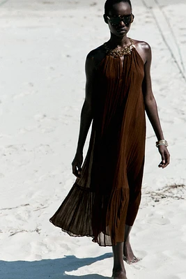 ROBE MIDI HALTER ANNEAUX