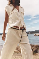 ELASTIC WAIST WIDE LEG PANTS