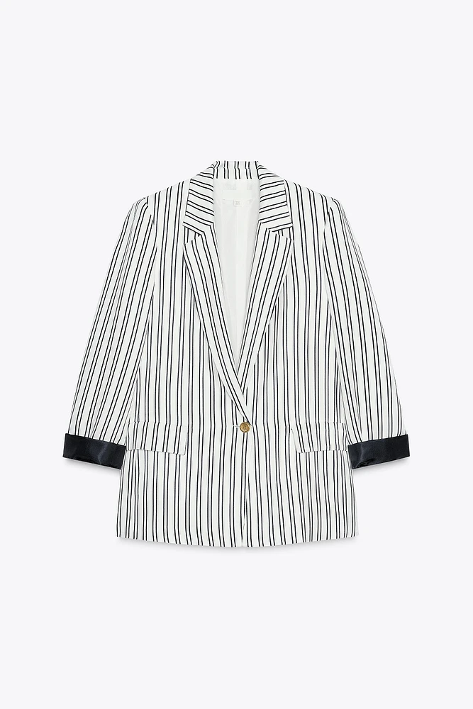 BLAZER RAYURES POIGNET RETROUSSÉ