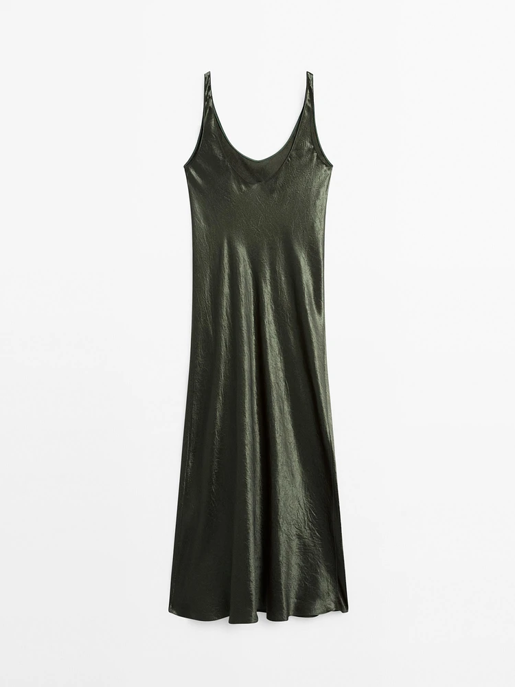Long flowing satin dress
