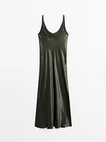 Long flowing satin dress