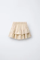 LINEN-BLEND FLOUNCE SKORT