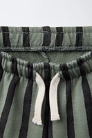 STRIPED FLEECE STRAIGHT-LEG PANTS