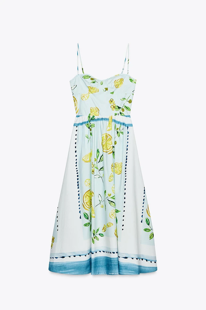 ROBE EN POPELINE IMPRIMÉE CITRONS