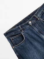 Cotton blend wide-leg jeans