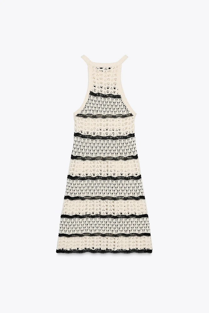 HALTER STRUCTURED KNIT MINI DRESS