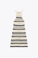 HALTER STRUCTURED KNIT MINI DRESS