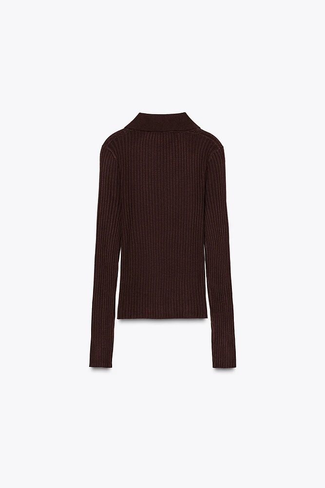 RIBBED KNIT POLO