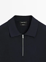 Polo en maille de coton à col zippé