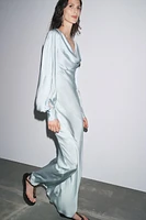 OPEN BACK SATIN EFFECT DRESS