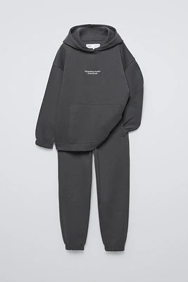 EMBROIDERED TEXT SWEATSHIRT AND JOGGER PANTS MATCHING SET