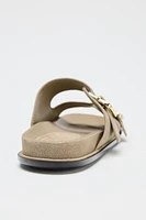 SPLIT LEATHER STRAPPY FLAT SANDALS