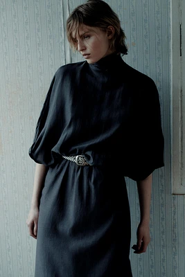 CONTRAST BELT DRESS