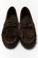 FRINGED SUEDE LOAFERS