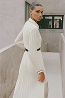 PLEATED DRESS WITH BELT