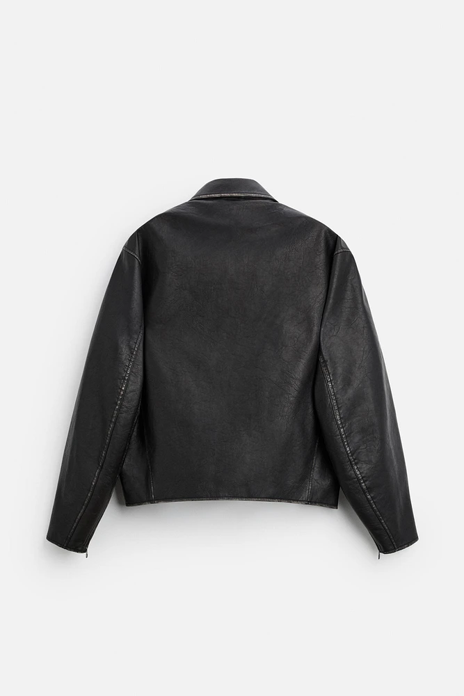 BLOUSON EN MATIÈRE SYNTHÉTIQUE DÉLAVÉE