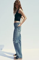 TRF MID-RISE RIPPED WIDE LEG JEANS