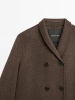 Manteau à col smoking en laine mélangée