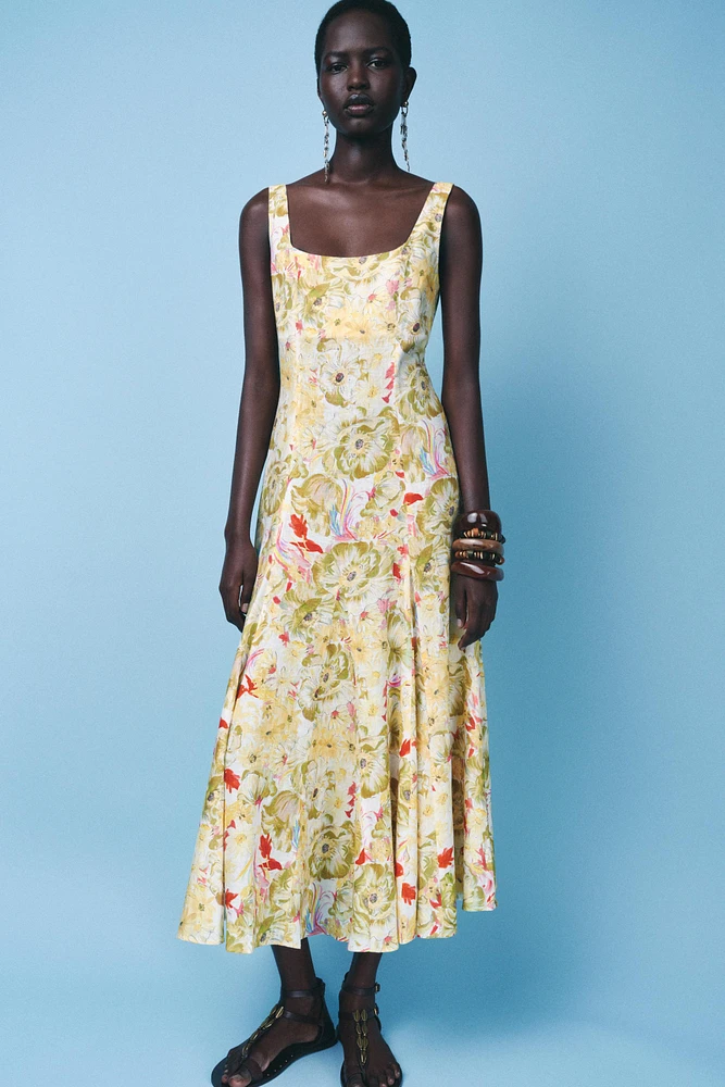 ZW COLLECTION LINEN PRINT DRESS