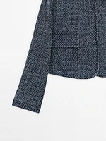 Veste courte denim texturée