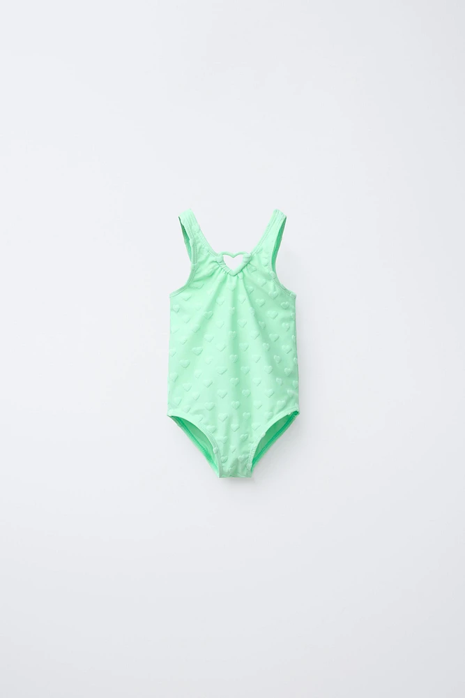 1-6 ANS/ MAILLOT DE BAIN À CŒURS SERVIETTE