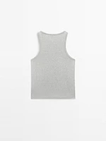 Round neck top with shimmery detail