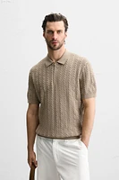 CABLE KNIT POLO SHIRT