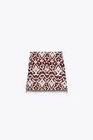 FRINGED BEADED PRINT SKIRT