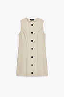 LINEN MINI DRESS WITH TOPSTITCHING