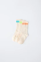LOT DE TROIS PAIRES CHAUSSETTES LONGUES À RAYURES