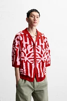 CHEMISE EN MAILLE JACQUARD CONTRASTE