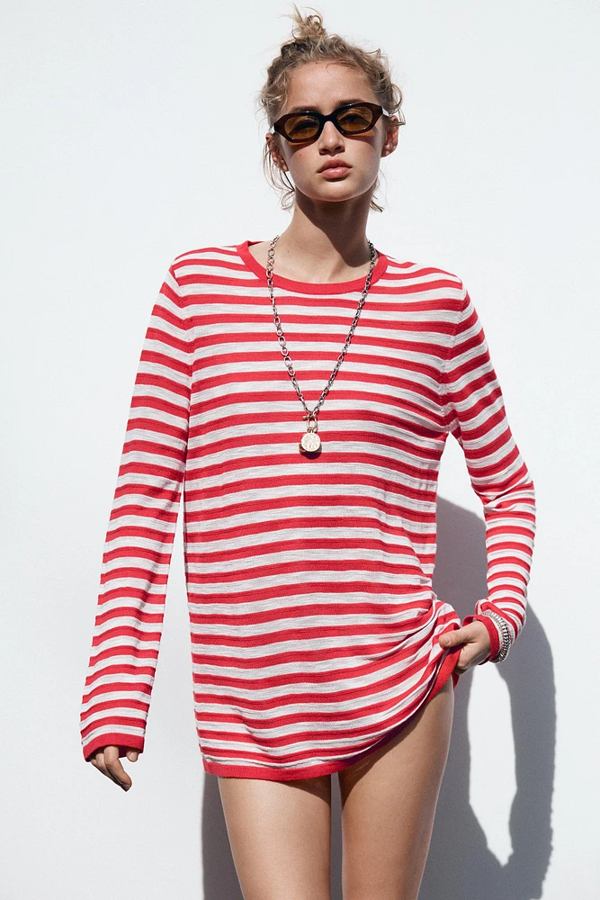 PULL EN JERSEY À RAYURES