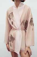 SHORT SILK BEADED KIMONO