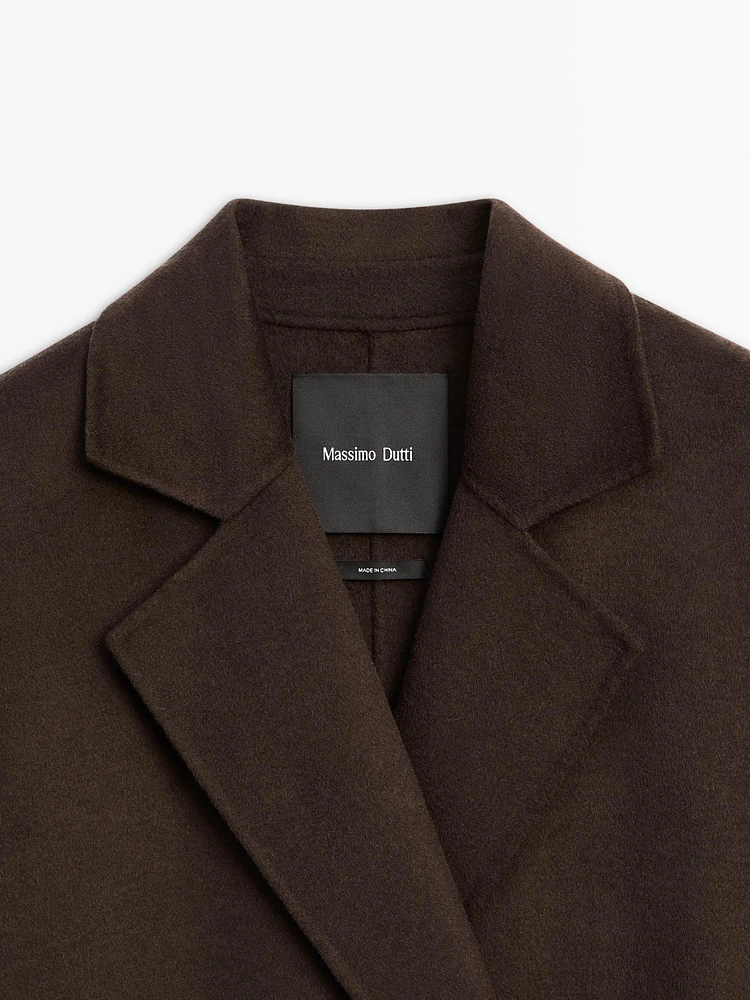 Manteau long croisé laine